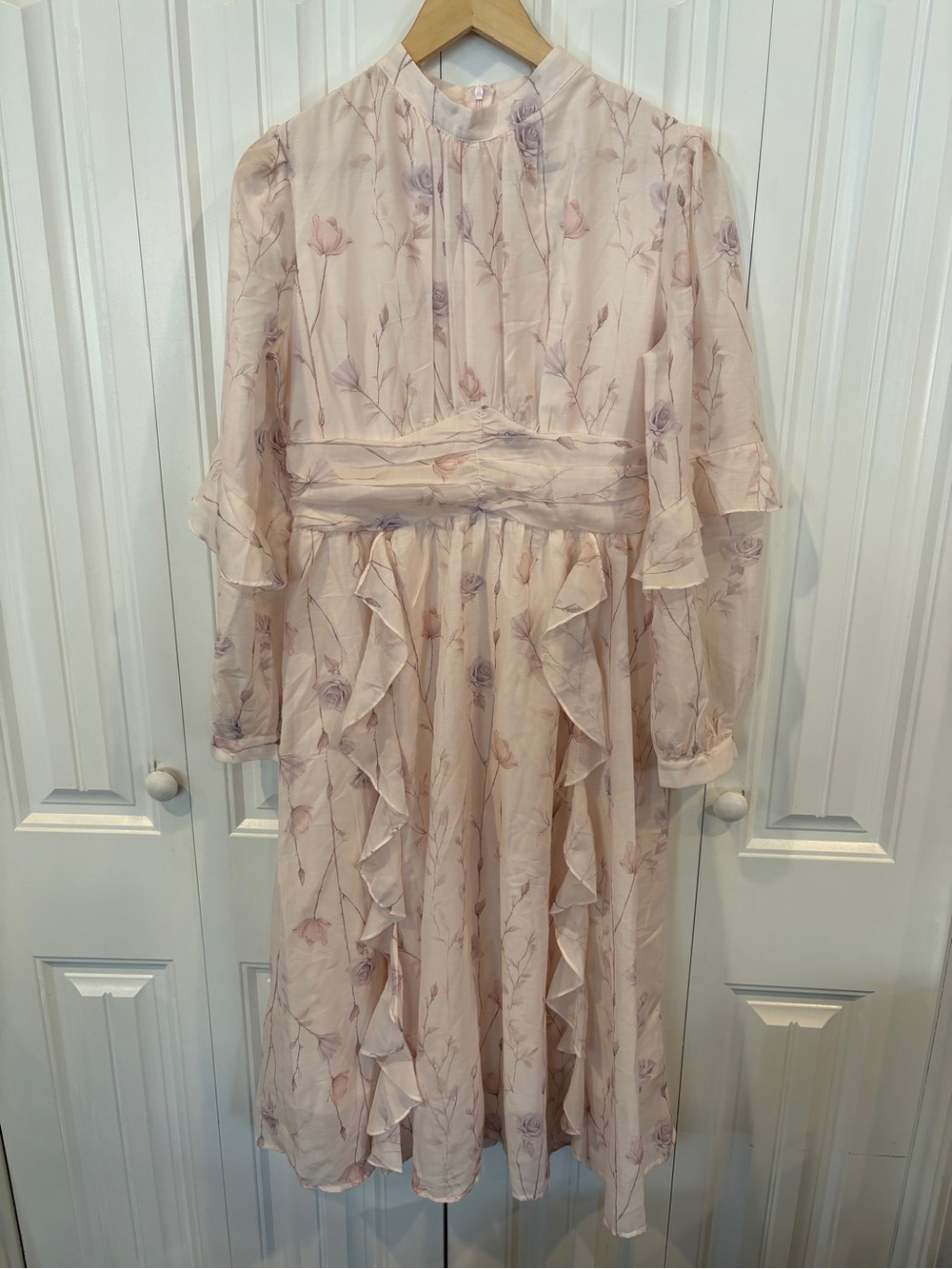 Motf pink floral midi dress size medium